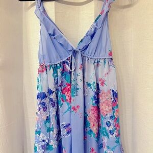 Y2K babydoll tie Front sheer whimsical babydoll Blouse sleeveless slip top